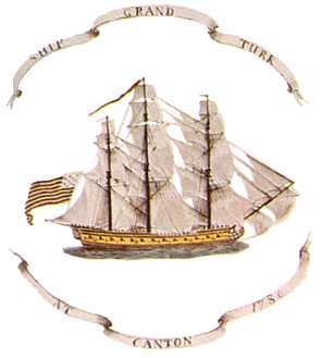 Painting of the Grand Turk on a bowl given to Captain Ebenezer West